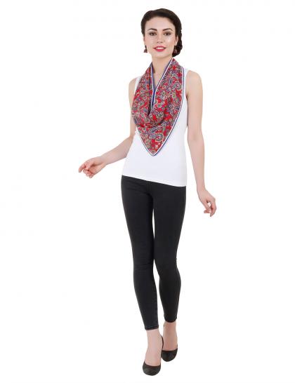 Red & Mauve Floral V-neck Scarf